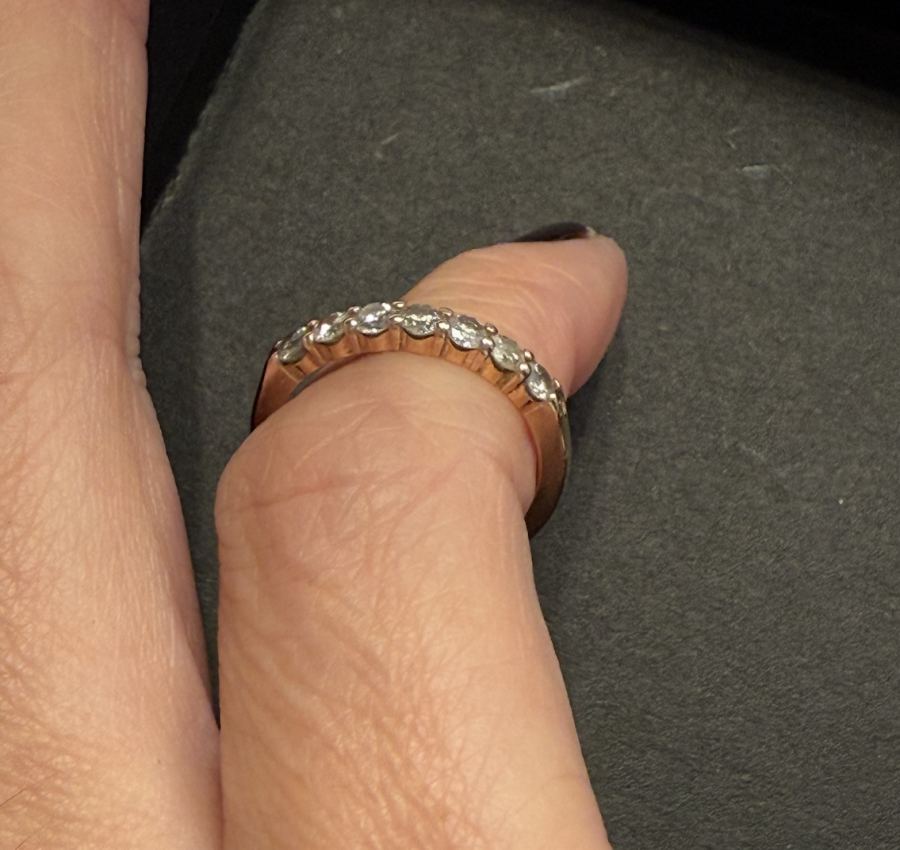 Natural diamond band, .52 ctw in 14k RG size 5.25